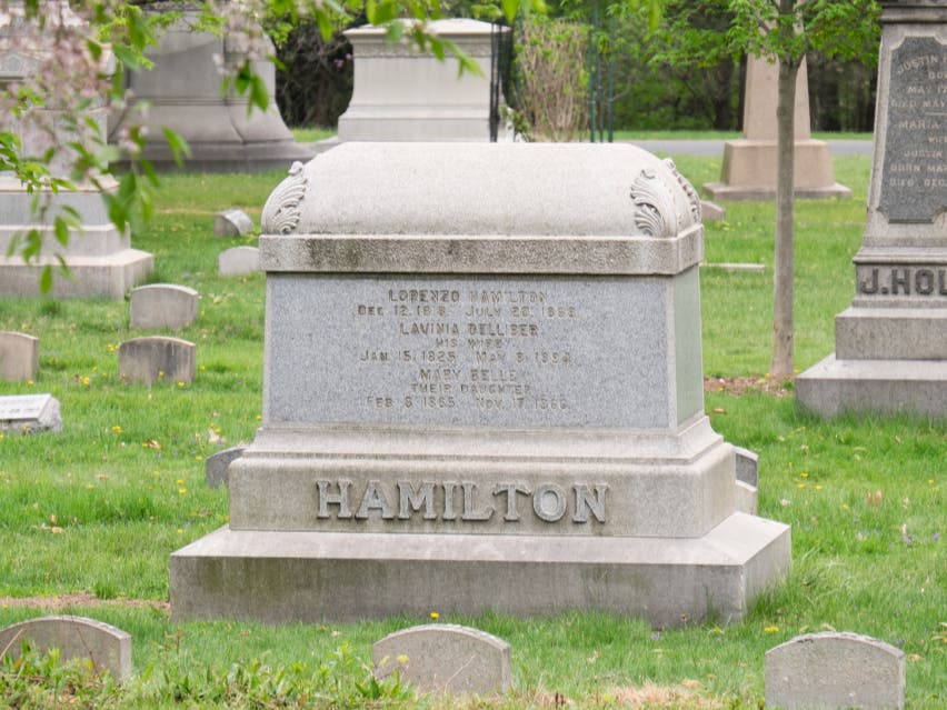 Famed barnstormer Charles K. Hamilton is laid to rest in his family’s lot at Cedar Hill Cemetery. 