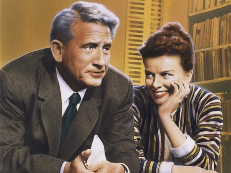 Katharine Hepburn and Spencer Tracy star in the romantic comedy Desk Set. 