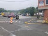 The scene of a manhole explosion on Railroad Place in Westport on Wednesday.
