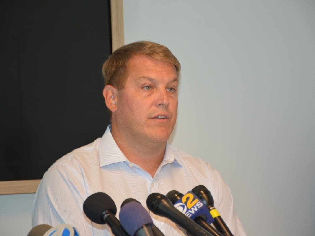 Scott Hapgood at a press conference in New York earlier this week.