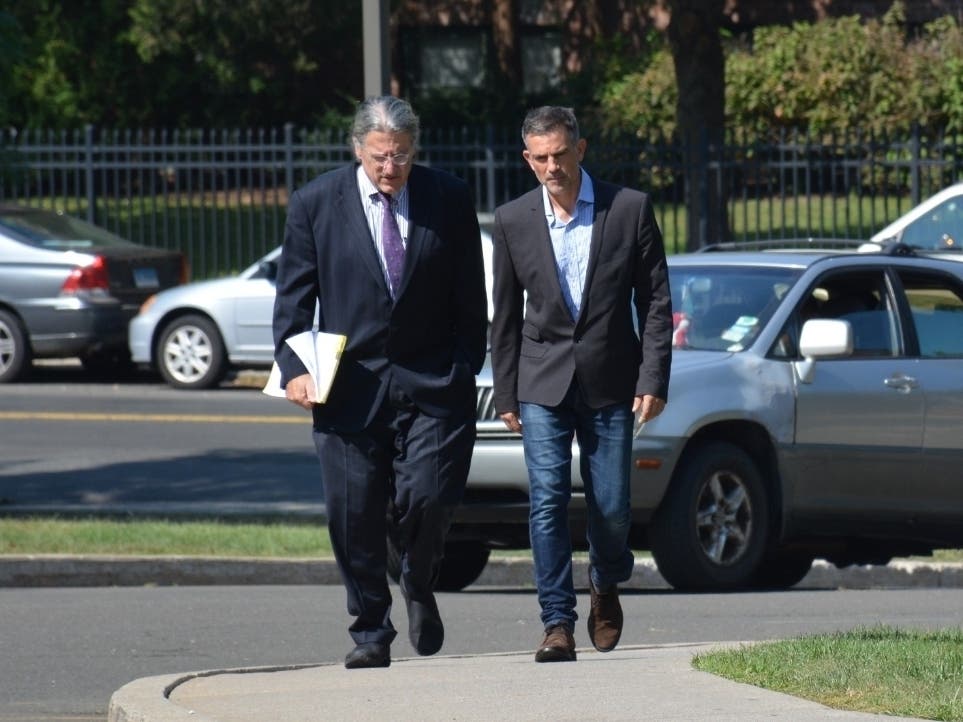 Attorney Norm Pattis, left, and Fotis Dulos arriving at a recent court hearing.