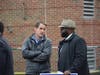 Jim Himes talks to Common Council candidate James K. Page.