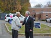 Mayor Rilling greets a voter. 