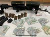 The weapons, cash and drugs recently seized by Darien police in a raid on the home of Andrew Creamer.