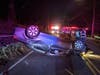 One person was injured Thursday night in this one-car rollover crash on Cross Highway in Westport, according to fire officials.