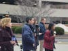 Reporters on Tuesday in front of Stamford Superior Court updating viewers on the Dulos news.