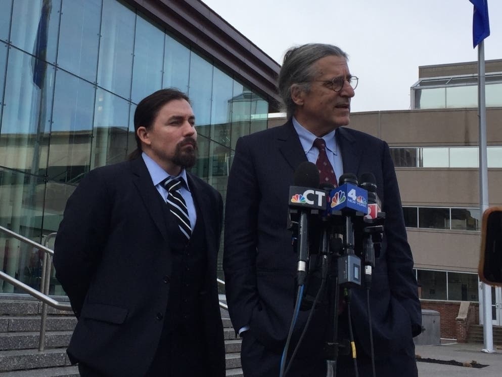 Attorneys Kevin Smith, left, and Norm Pattis expressed disappointment at a court decision effectively ending the case against Fotis Dulos in the murder of Jennifer Farber Dulos. The lawyers want to clear Fotis Dulos' name.