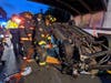 Westport firefighters had to cut open a vehicle on the Merritt Parkway over the weekend to remove one of the occupants.