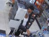 Surveillance images of the suspect in a recent vehicle burglary in Norwalk. He also used a credit card stolen from the vehicle at a gas station, according to police.