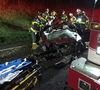 The driver of this vehicle suffered life-threatening injuries and had to be extricated by Norwalk firefighters following an early Wednesday morning crash on the Merritt Parkway in Norwalk, according to officials.