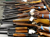 Some of the firearms turned in to the Newtown police during Saturday's statewide gun buyback effort.