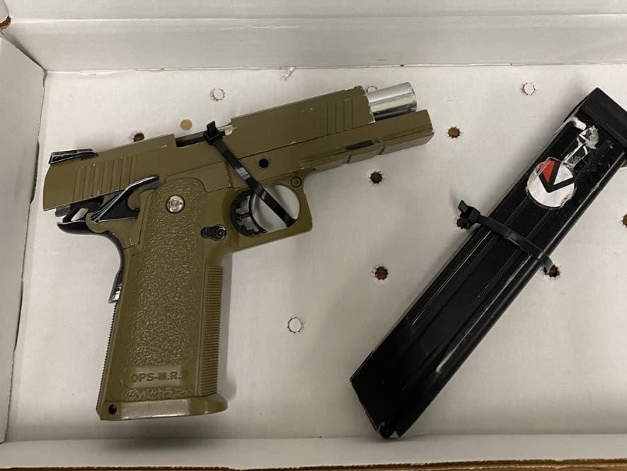 The BB gun seized by police and school officials on Friday from a Naugatuck High School student.