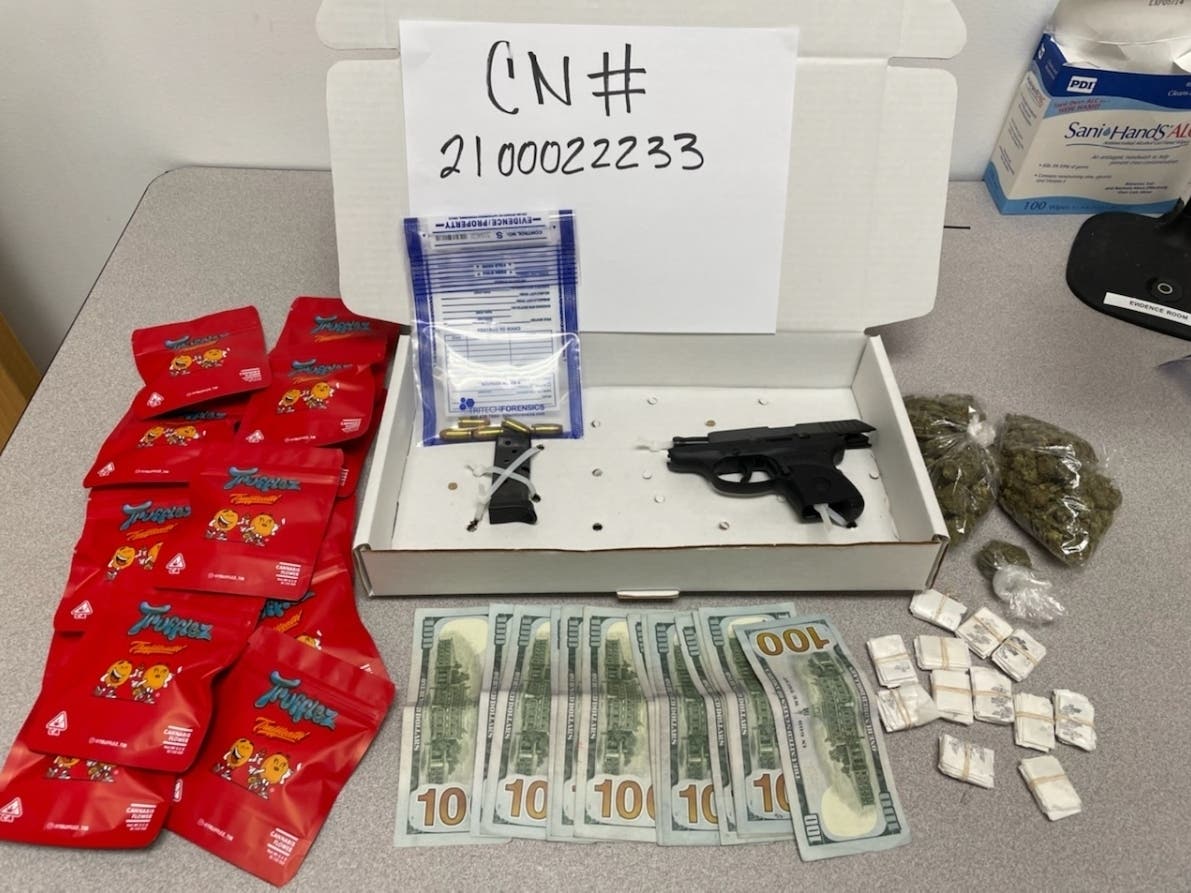 The loaded gun and drugs recently seized by Naugatuck police. 