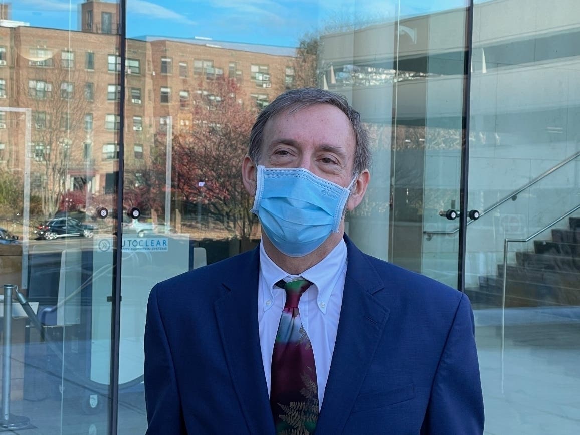 Jon Schoenhorn, attorney for Michelle Troconis, outside of Stamford Superior Court after a pre-trial hearing Friday in the Jennifer Farber Dulos disappearance case.