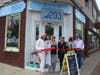 Ribbon-cutting at The 203 in Fairfield. From left, Fairfield Chamber President Beverly Balaz; store owner Tory Brown; First Selectwoman Brenda Kupchick; state Rep. Cristin McCarthy Vahey; and Community & Economic Development Director Mark Barnhart.
