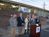 Officials at a news conference Friday on rail improvements. From left, Senate Majority Leader Bob Duff; Rep. Jonathan Steinberg; Westport First Selectwoman Jennifer Tooker; CT DOT Sr. Advisor Carlo Leone; Sen. Will Haskell; Senate candidate Ceci Maher.