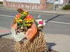 The flowers on Riverside Avenue honoring Matt Balga, a chef at The Whelk restaurant in Westport, who was killed Saturday night.