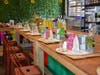 One of the tables where patrons make candles at Bridgeport-based Natural Annie's Essentials