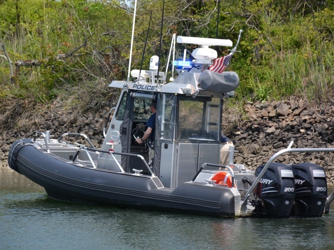 One of the Fairfield Police Marine Unit's two boats. The Republican Town Committee offered a ride on one of the boats as an auction prizes during a recent fundraiser. Local Democrats say that using a town asset in a partisan way violates state statutes.