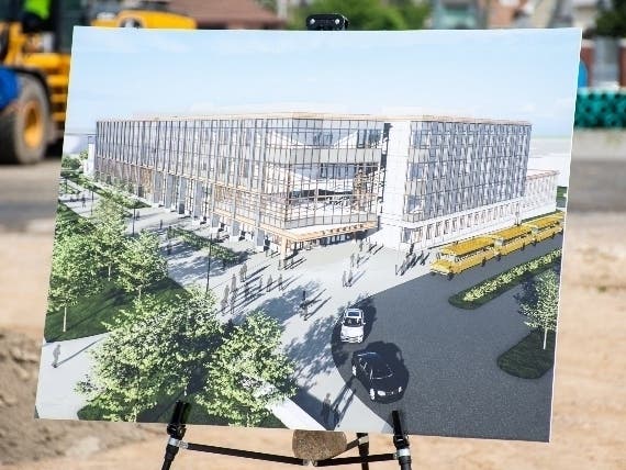 A rendering of Bridgeport's new Bassick High School at 115 Broad St. The city broke ground on the new school on Monday.