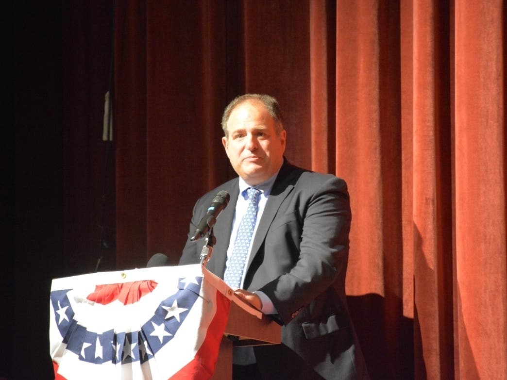 Fairfield First Selectman Bill Gerber during his swearing-in ceremony earlier this week.
