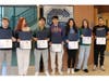 Staples High School's December Students of the Month. From left, Simon Van Aken, Lila Roach, Kelpin Gomez Ramos, Deneil Betfarhad, Christina Kavanah, Elsa D'Elia and William Lacend Duprey.