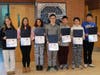 Staples High School Students of the Month for February. From left, Anna Berrod Cassimatis, Claire Harris, Chelsey Oliva, Michael Belpedio, Landon Alswanger, Ari Sklar and Zachary Pardon.