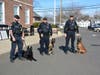 Westport Police Department K-9 Unit. From left, Corporal David Scinto and Atlas; Corporal Kevin Smith and Onyx; and Corporal Jim Loomer and Brutte. Not pictured, K-9 Officer Ambo, a labrador that specializes in explosives detection.