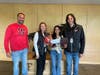 Fairfield Warde High School Salutatorian Aadira Balan, holding plaque and flowers; and, from left, Jeff Seganos, Pequot House Dean; Heather O’Brien Pequot House Principal; and Paul Cavanna, Warde Principal. 