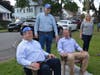 First Selectman Bill Gerber, seated left, and Conservation Director Tim Bishop enjoy the scenery, as Michael Traum from the Greater Fairfield Board of Realtors looks on.