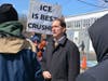 Democratic Congressman Jim Himes at Saturday's No Kings protest in downtown Westport.