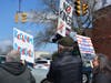 Protesters in downtown Westport on Saturday during the No Kings rally.