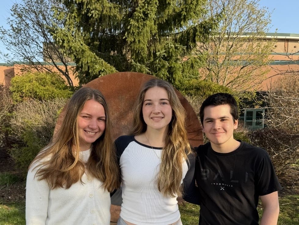 The three Staples High School students selected to attend the Hwa Chong Institution Asia-Pacific Young Leaders Summit. From left, Josephine Caricato, Elizabeth Stauder and Mehmet Madigan.