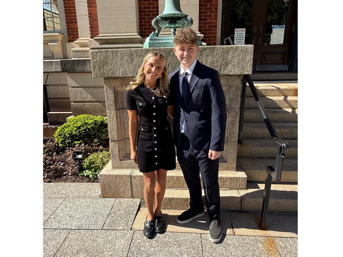 Staples High School students Zander Bauer, left, and Elijah Falkenstein recently received the Ralph J. Monaco Memorial Award from the Connecticut Bar Association for excellence in civics education and civic engagement.