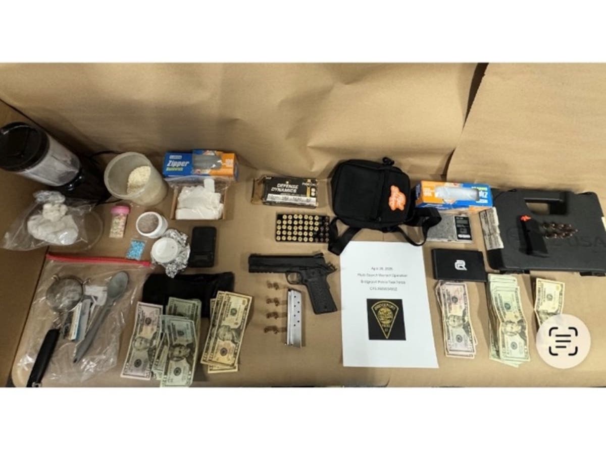Drugs, cash and a firearm seized by Bridgeport police during the recent arrest of Joseph Moss on narcotics charges.