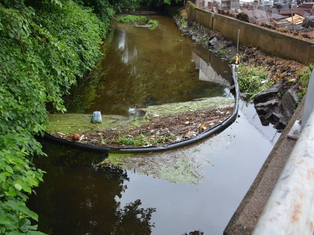 Litter Boom Installed In Rooster River In Fairfield