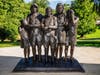 "She Wouldn’t Take Off Her Boots," created by artist Victoria Milstein, was dedicated during a ceremony on Sept. 10 at Fairfield University.