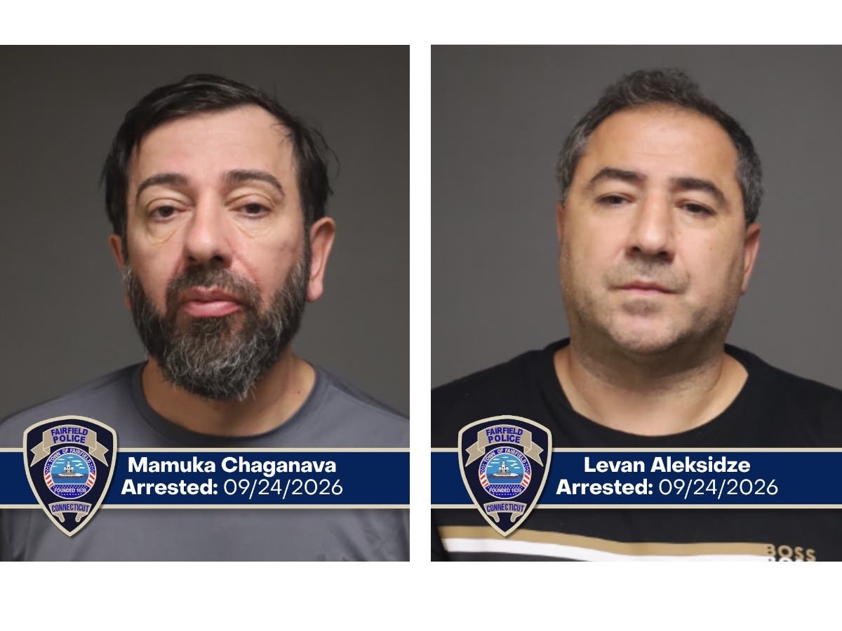 Brooklyn, NY residents Mamuka Chaganava, left, and Levan Aleksidze were arrested by Fairfield police last month on burglary charges.