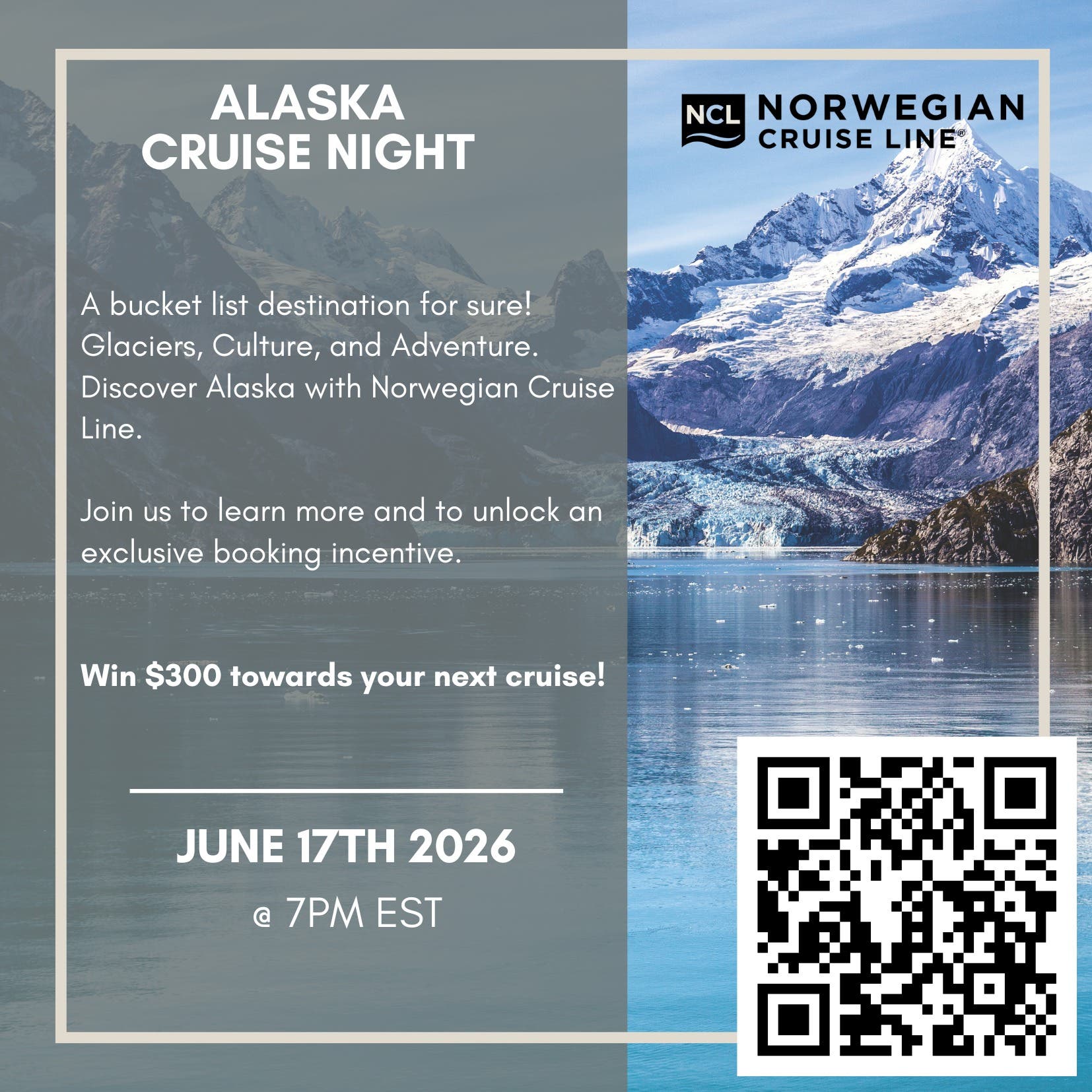 Alaska Cruise Night with Norwegian & CruiseOne