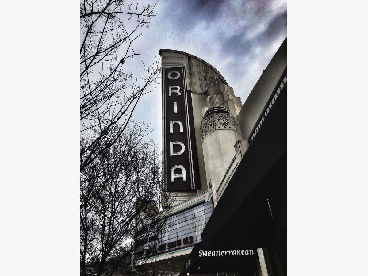 The lovely Art Deco, or Streamline Moderne, Orinda Theatre was built in 1941.