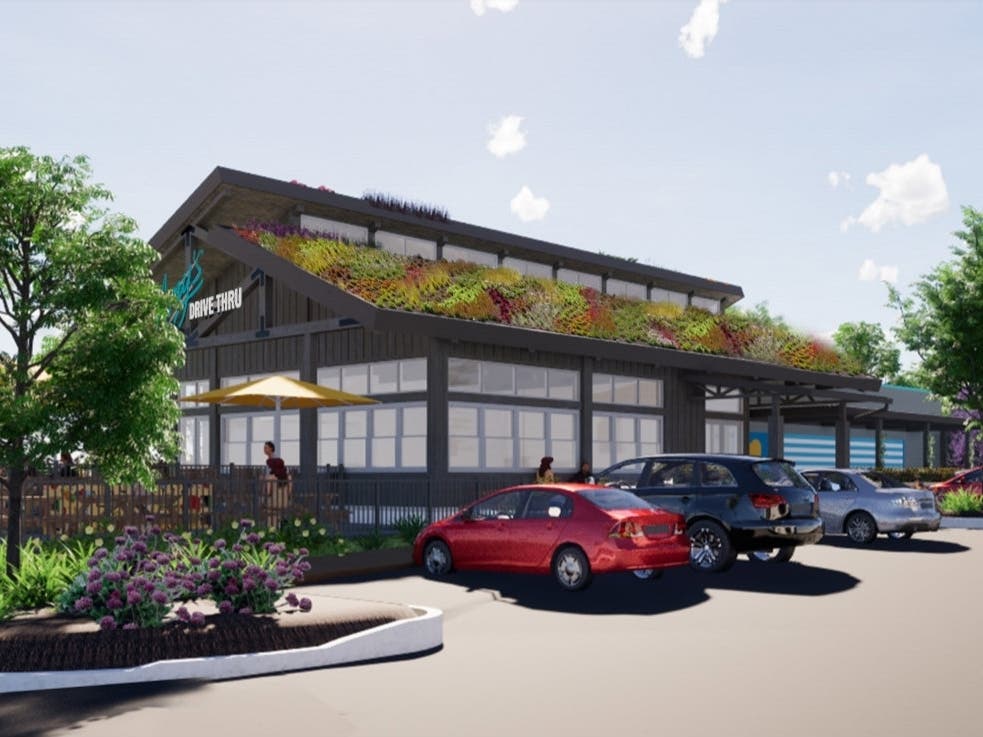 The proposed restaurant with drive-thru will have a living roof