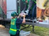 Loading meat into a truck provided by Sysco