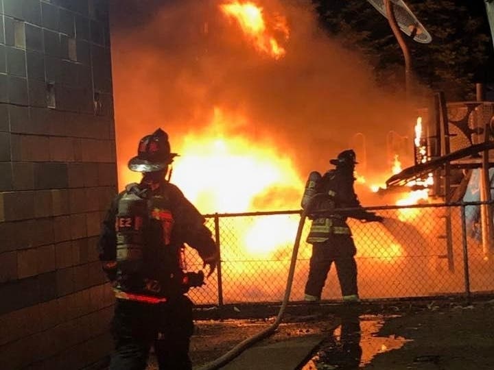 Firefighters battled intense flames