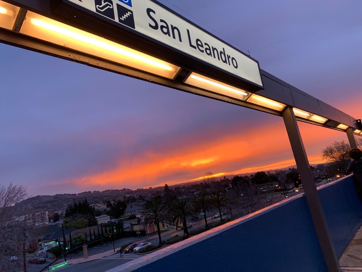 Sunrise at the San Leandro BART station, San Leandro, Calif.