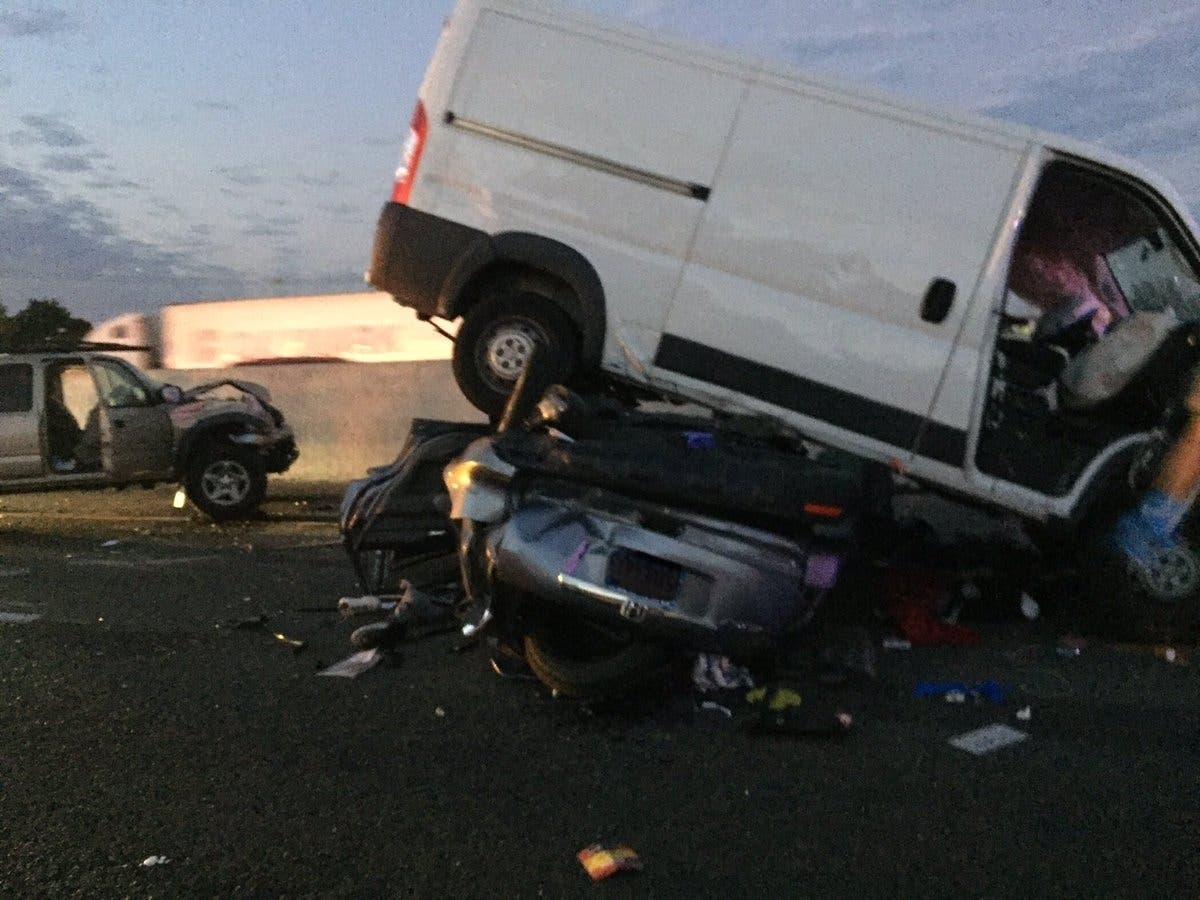 The multi-vehicle crash involved injuries.