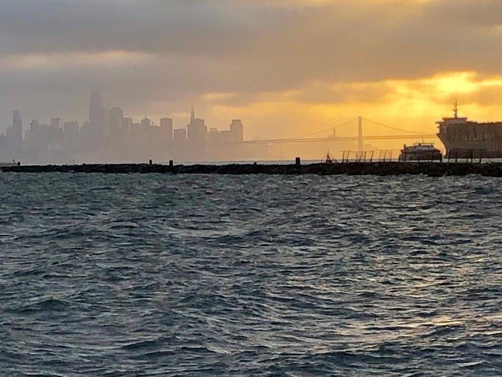 View of San Francisco across San Francisco Bay.