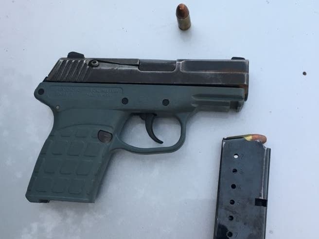Alameda Police say this is the loaded gun taken from a felon during an arrest Wednesday night.