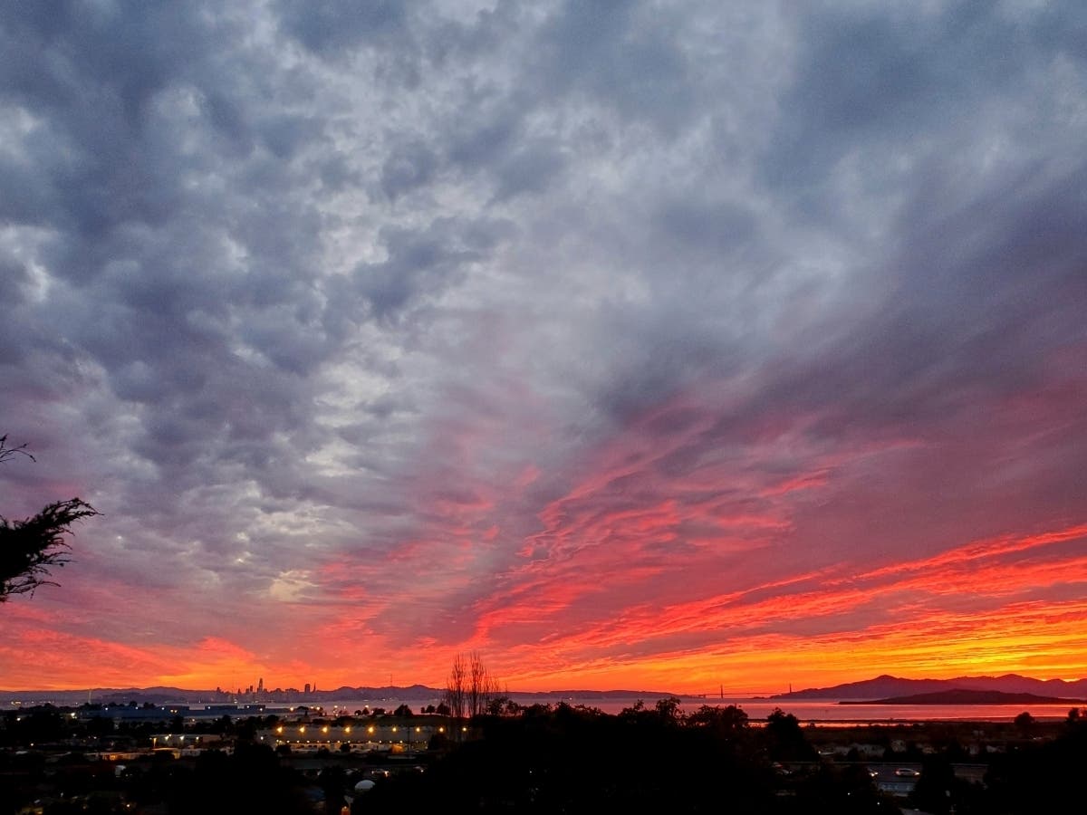 This sunset includes some clouds threatening rain.