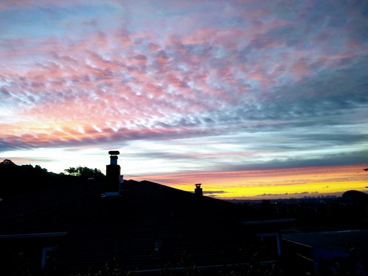 Dawn paints the sky over the El Cerrito Hills, Calif.