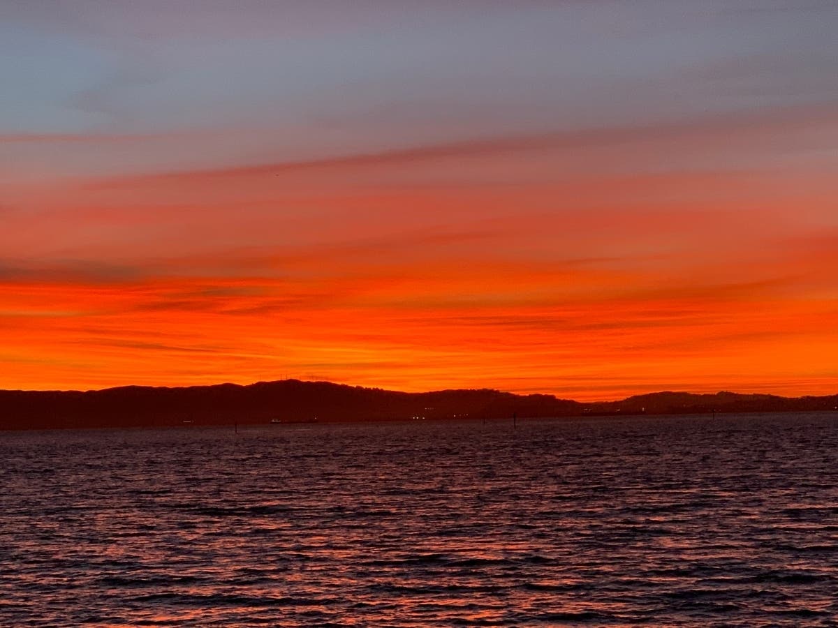 Sunset over San Francisco Bay. Photo take from Bay Farm Island, Calif.